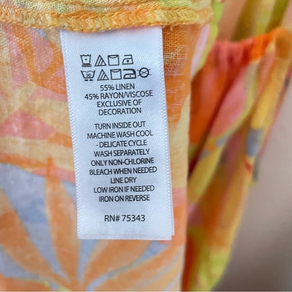 C&C California Tropical Print Halter Maxi Dress Size M Linen Blend - Picture 4 of 5